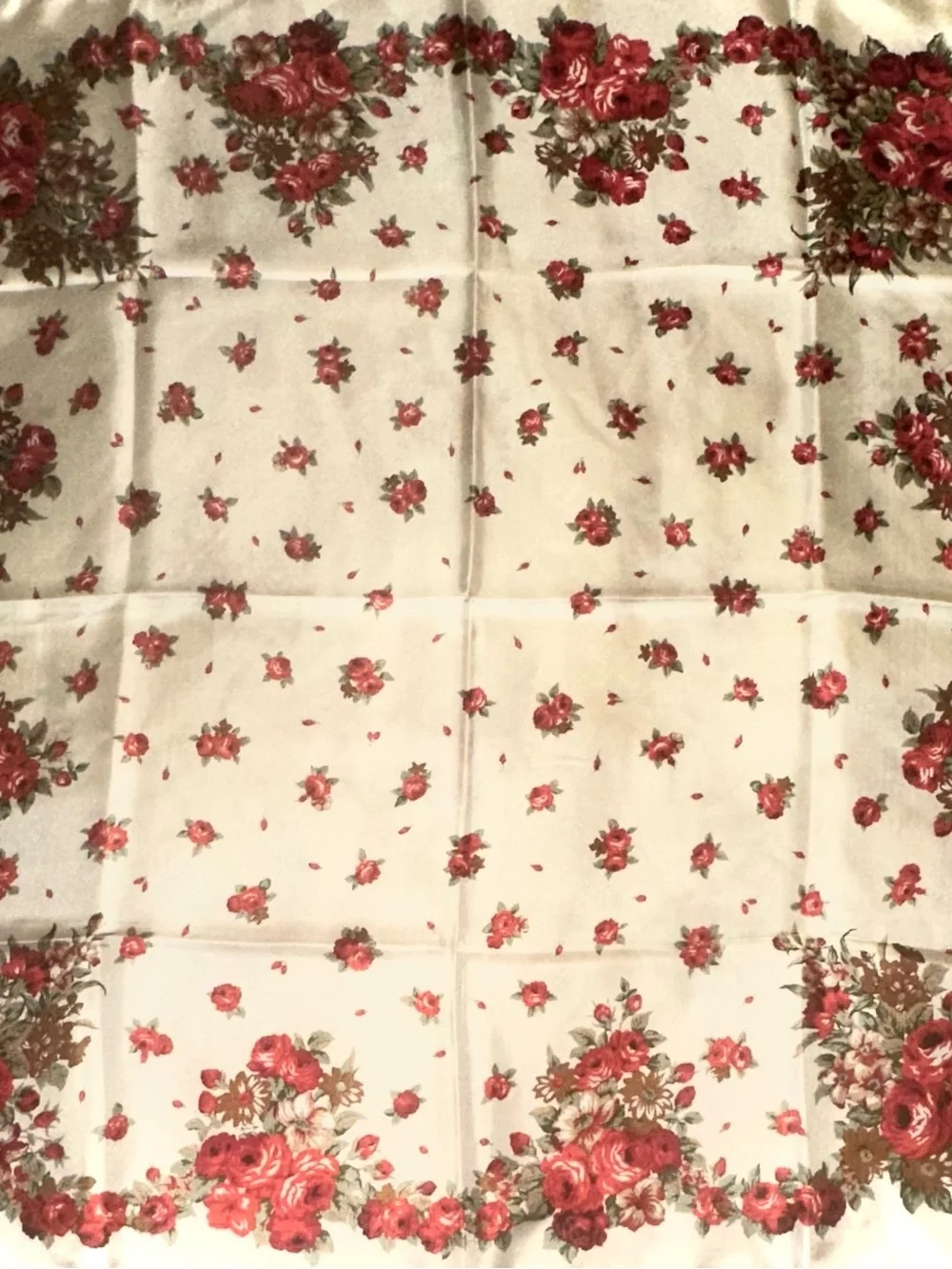 SUNKYUNG SA VINTAGE FLORAL ROSE PRINT LARGE SCARF 🌹